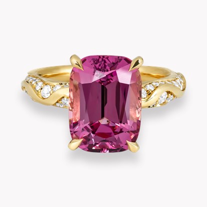 Cushion Cut 7.12ct Kitulo Garnet and Diamond Ring