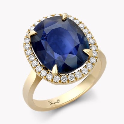 Sapphire and Diamond Cluster Ring - Oval Cut 9.64ct in 18ct Yellow Gold