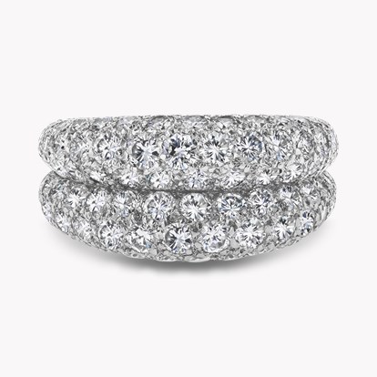 Retro Cartier 5.00ct Diamond Two Row Cocktail Ring