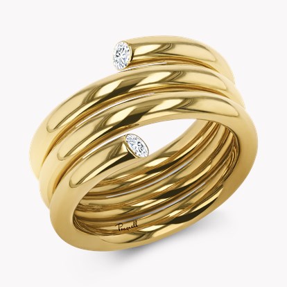 Eclipse 0.07ct Triple Row Diamond Spring Ring in 18ct Yellow Gold