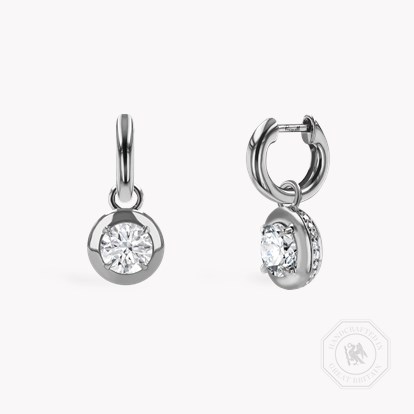 Skimming Stone 0.75ct Botswana Diamond Drop Hoop Earrings in 18ct White Gold