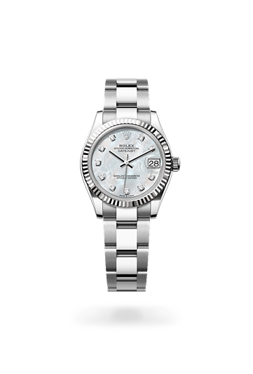 Datejust 31 * Oyster, 31 mm, Oystersteel and white gold with a Mint green Fluted bezel and Jubilee, five-piece links bracelet