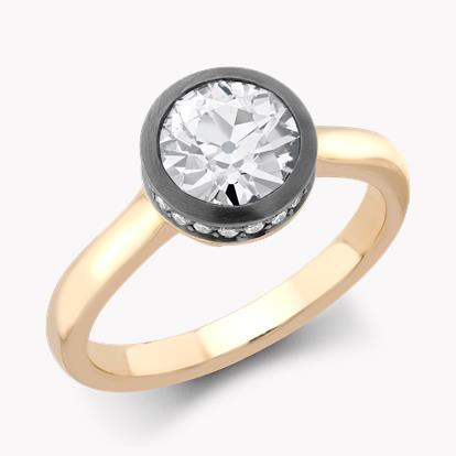 Legacy Collection Old Cut Diamond Solitaire 1.35ct in 18ct Rose and Blackened White Gold