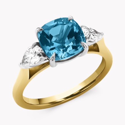 Lukusuzi Aquamarine and Diamond Ring 2.47ct in 18ct Yellow Gold and Platinum