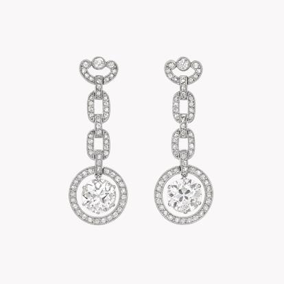 Edwardian Diamond Earrings 3.38ct in 18ct White Gold