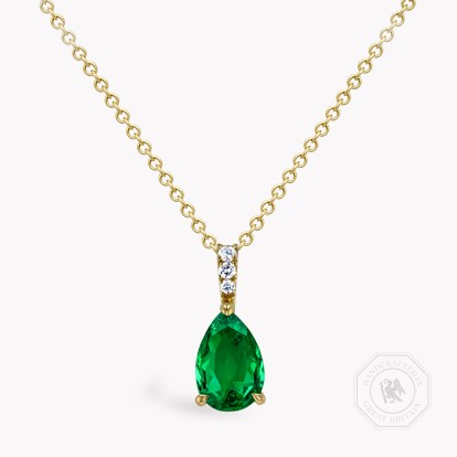 Emerald and Diamond Pendant 1.08ct in 18ct Yellow Gold