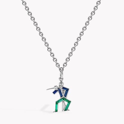 Art Deco Musician with Flute Pendant in Platinum