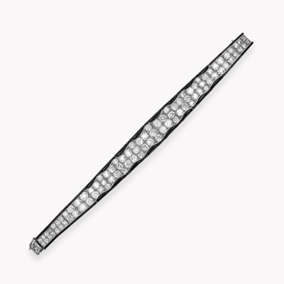 Art Deco Cartier Old Cut Diamond and Onyx Bracelet