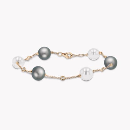 Akoya & Tahitian Black Pearl Bracelet in 18ct Rose Gold