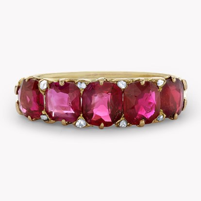 Victorian Five Stone Burmese Ruby Ring