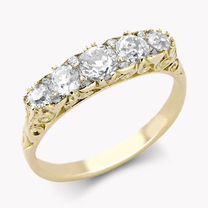 Victorian 0.90ct Diamond Five Stone Ring in 18ct Yellow Gold