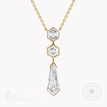 Masterpiece Honeycomb 4.02ct Diamond Drop Pendant in 18ct Yellow Gold
