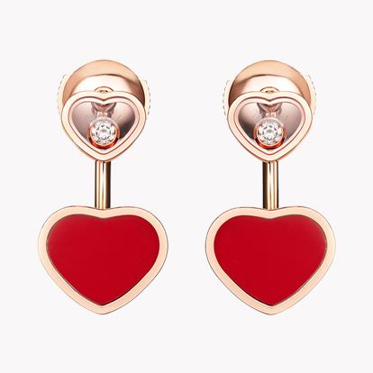 Chopard Happy Hearts Drop Earrings 0.08ct in 18ct Rose Gold