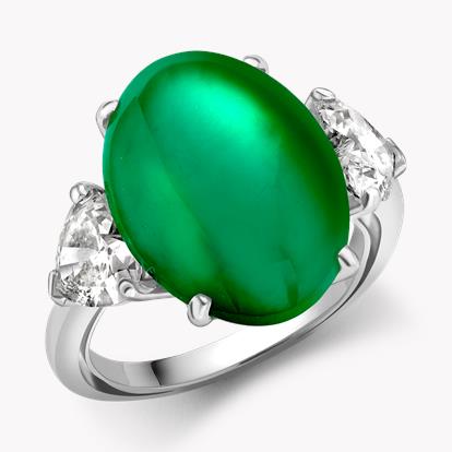 Jade and Heart Diamond Ring in 18ct White Gold