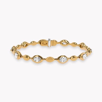 Skimming Stone 4.10ct Marquise Diamond Line Bracelet in 18ct Yellow Gold 