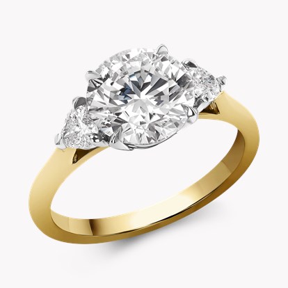 Round Brilliant Cut Diamond Venus Setting Ring 2.50ct in Platinum & 18ct Yellow Gold