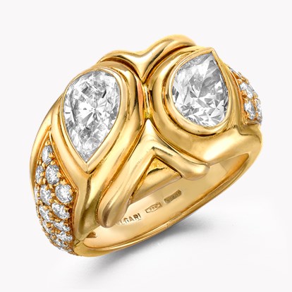 1980s Bvlgari Diamond Ring 3.72ct in 18ct Yellow Gold