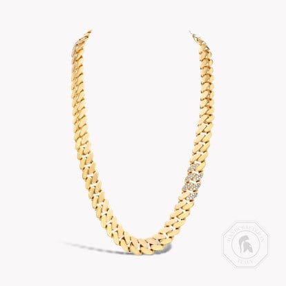 Fusion Long Polished Curb Link Necklace in 18ct Yellow Gold