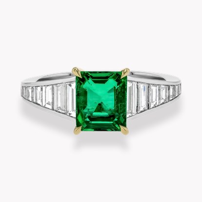 Octagonal Cut 1.40ct Colombian Emerald and Diamond Ring