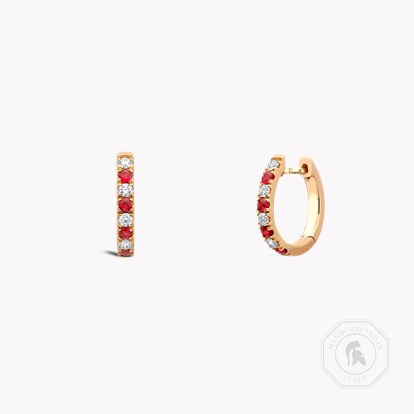 Ruby & Diamond Half Hoop Earrings