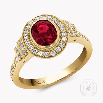 Mozambique 1.61ct Ruby and Diamond Cluster Ring in 18ct Yellow Gold