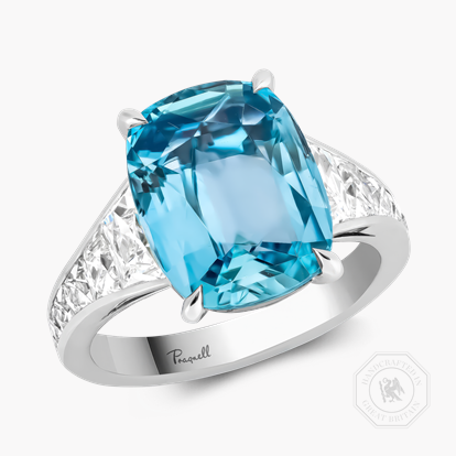 Masterpiece Cushion Cut 5.61ct Lukusuzi Aquamarine and Diamond Ring