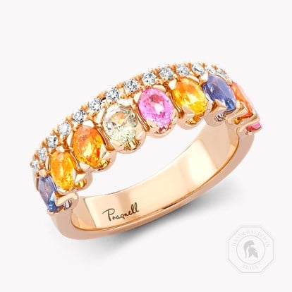 Rainbow Sapphire & Diamond Half-Eternity Ring 2.23ct in 18ct Rose Gold