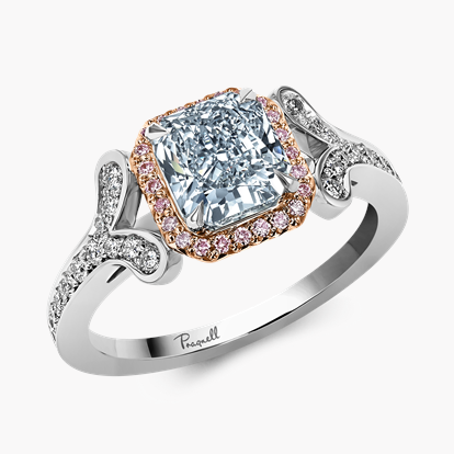 Masterpiece Cléo 1.57ct Light Blue Diamond Cluster Ring in Platinum & 18ct Rose Gold