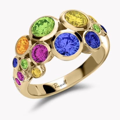 Bubbles Fancy Sapphire and Tsavorite Cocktail Ring 2.80ct in 18ct Rose Gold