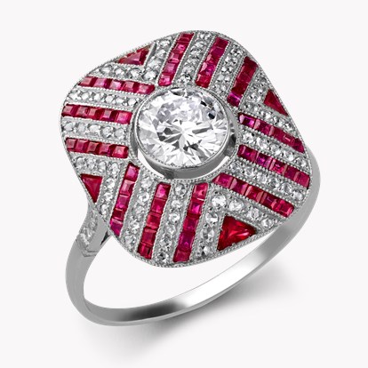 Mappin & Webb Amelia Halo Platinum And 5mm Ruby Ring Plat Amelia Halo Ruby  | Mappin and Webb