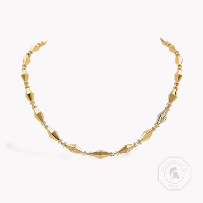 Cleopatra 3.04ct Diamond Gold Faceted Barrel Link Necklace in 18ct Yellow Gold