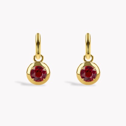 Skimming Stone 2.42ct Ruby and Diamond Drop Hoop Earrings
