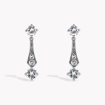 Edwardian Inspired 1.30ct Diamond Drop Earrings in Platinum