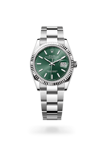 Datejust 36 * Oyster, 36 mm, Oystersteel and white gold with a Dark grey set with diamonds Fluted bezel and Jubilee, five-piece links bracelet