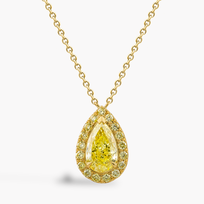 Celestial Pear Shaped 1.00ct Fancy Intense Yellow Diamond Pendant