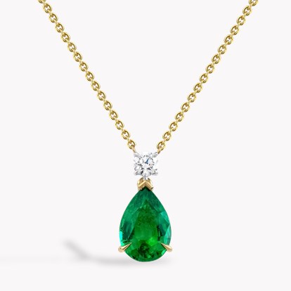 Pear Shaped 1.68ct Zambian Emerald and Diamond Pendant