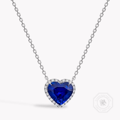 Heart Shaped 3.15ct Sri Lankan Sapphire and Diamond Pendant