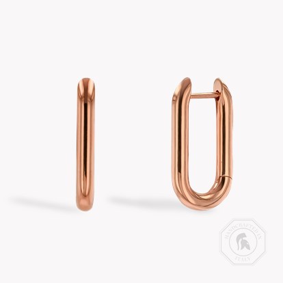 Havana Gold Oval Hoop Earrings in 18ct Rose Gold