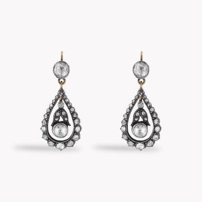 Rose Cut Diamond Drop Earrings