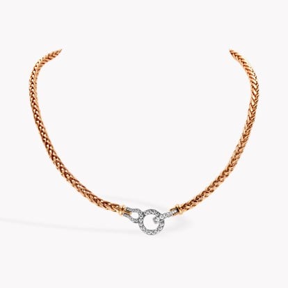 English Chain Necklace with Diamond Clasp in 18ct Rose Gold