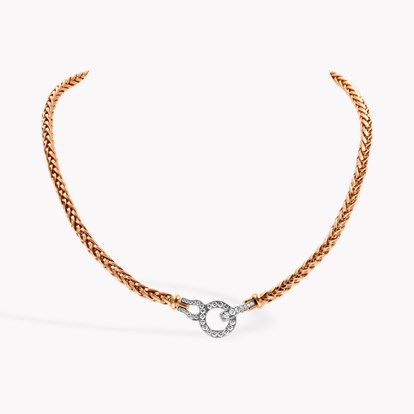 English Chain Necklace with Diamond Clasp in 18ct Rose Gold