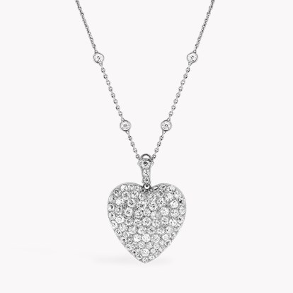Edwardian Heart Shape Diamond Pendant 8.00ct in Platinum