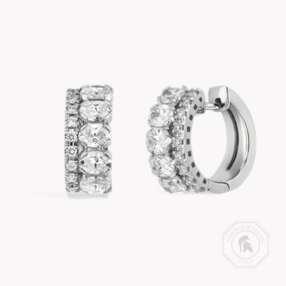 Oval & Brilliant Cut 1.69ct Diamond Hoop Earrings