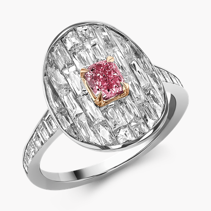 Masterpiece Fancy Vivid Pink Diamond Stage Setting Ring 0.50ct in Platinum