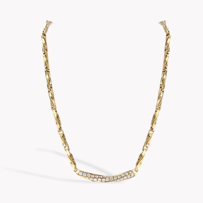 1980S Bvlgari Fancy Twisted Link Diamond Necklace 18ct Yellow Gold