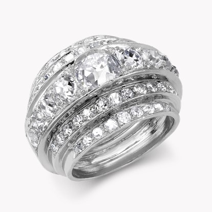 Art Deco Boivin Diamond Cocktail Ring in Platinum