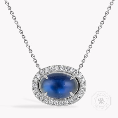 Oval Cabochon Cut 8.04ct Moonstone and Diamond Pendant