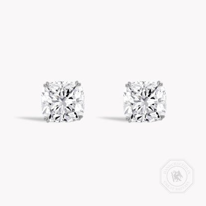 Windsor 3.04ct Cushion Cut Diamond Stud Earrings in 18ct White Gold