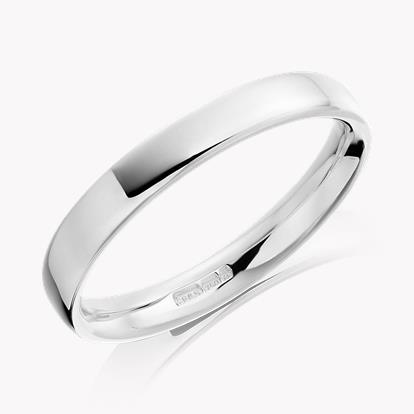 3mm Flat Court Wedding Ring in Platinum with Softened Edges