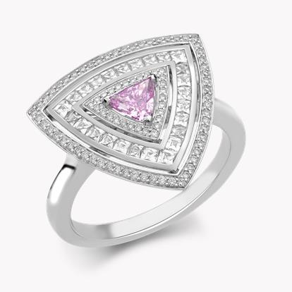 Masterpiece Ripple Fancy Vivid Purplish Pink Diamond Ring 0.27ct in Platinum